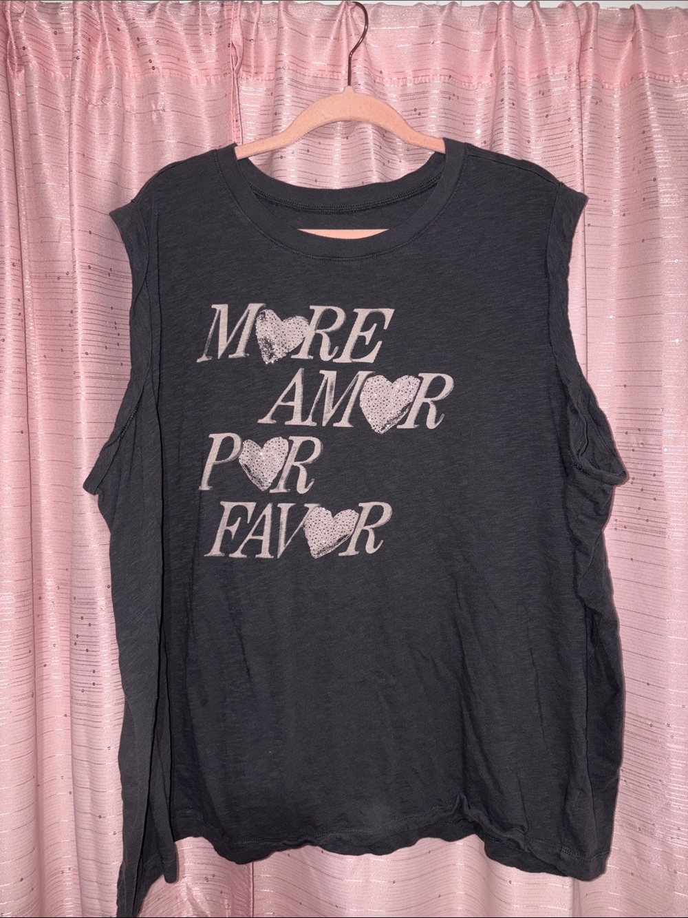 torrid Charcoal Graphic Muscle Tee with White Heart Print